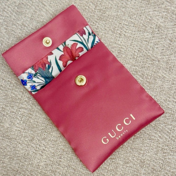 Gucci Gold Floral Beauty Double Sided Compact Mirror with Burgundy Pouch NWT - Picture 6 of 10